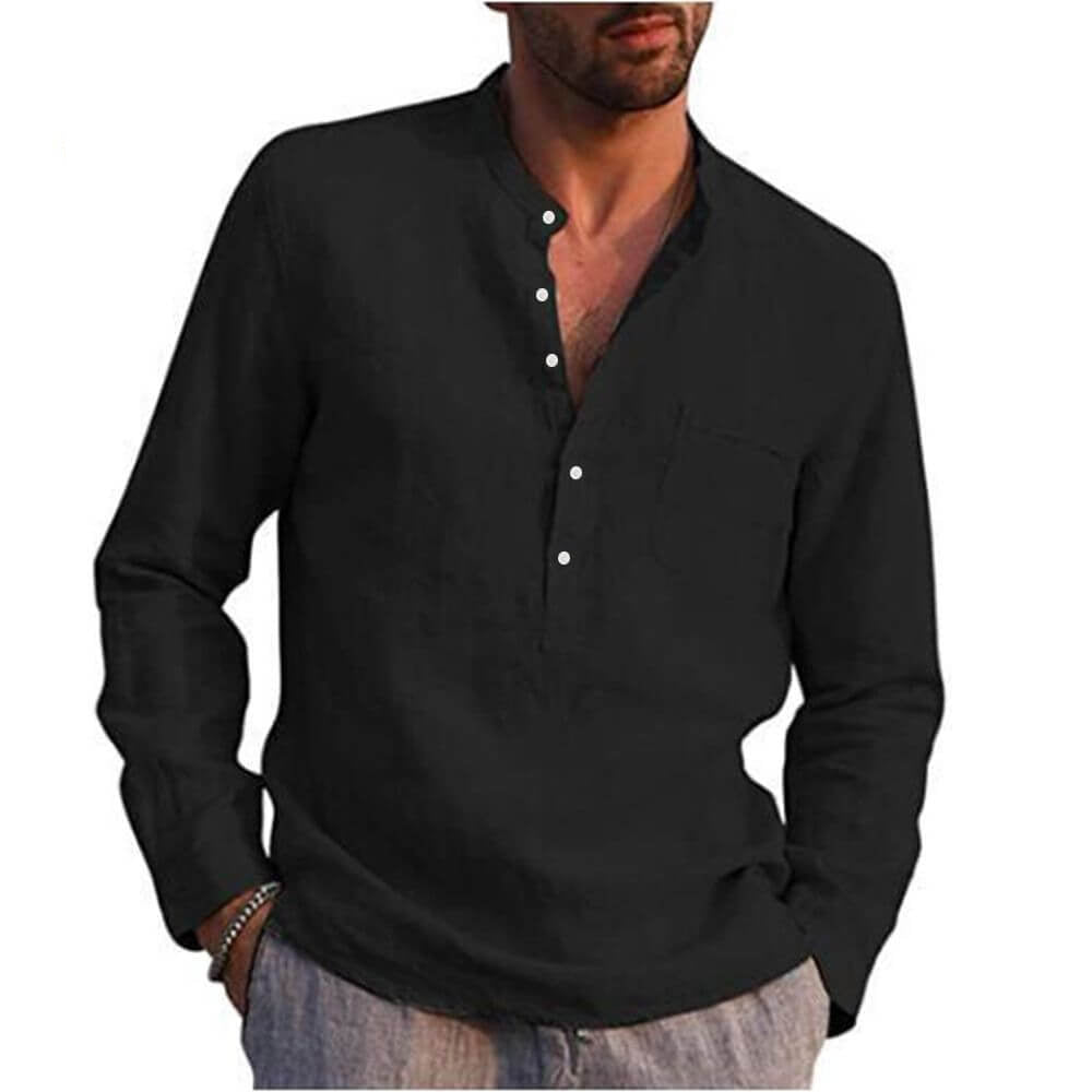 Camisa Masculina em Linho Com Bolso Imbituba