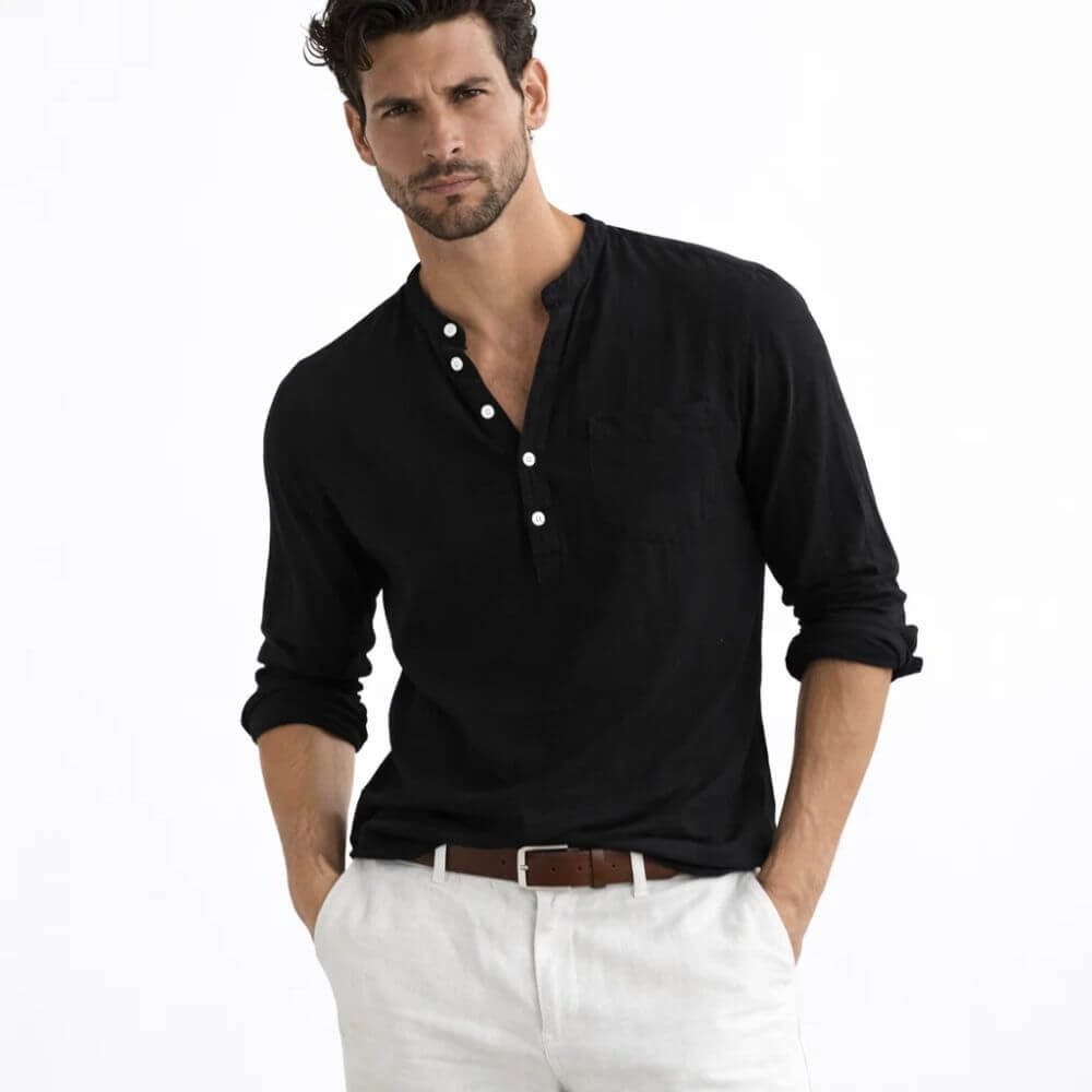 Camisa Masculina em Linho Com Bolso Imbituba