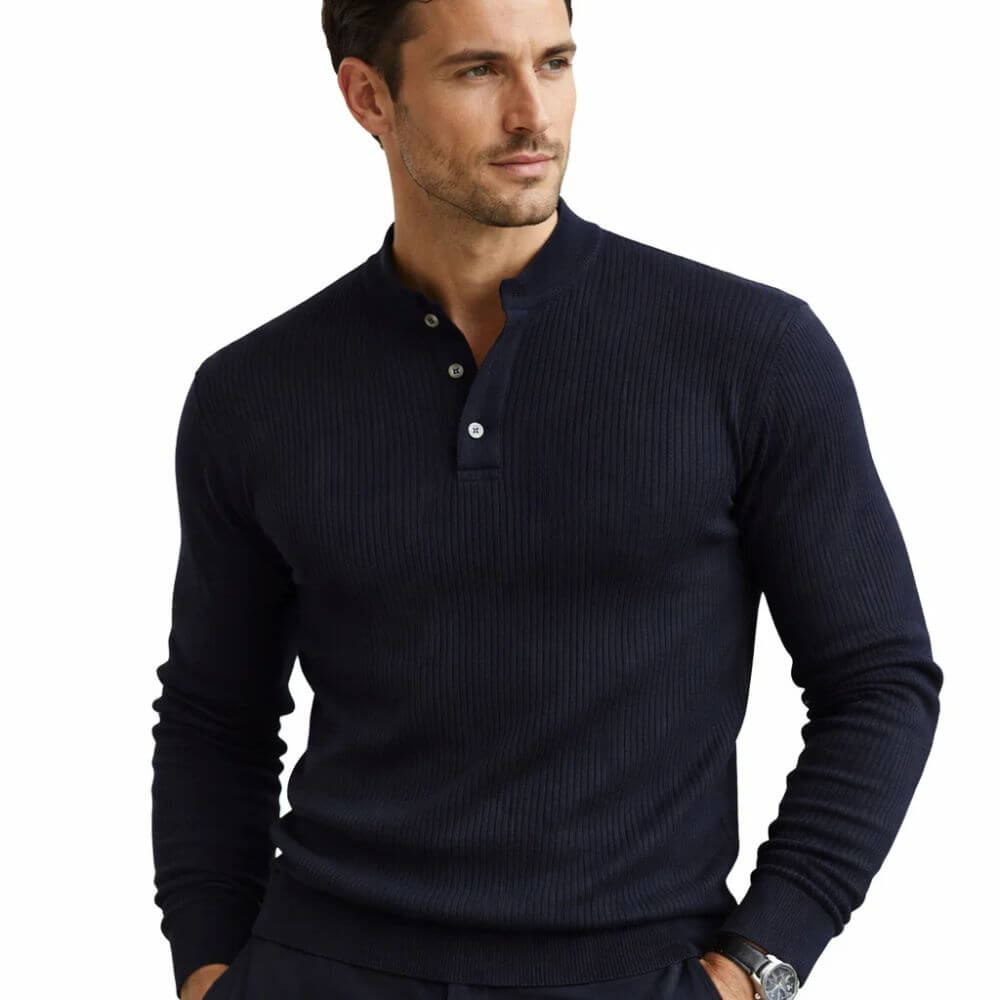 Camiseta Masculina Henley Manga Longa Siena