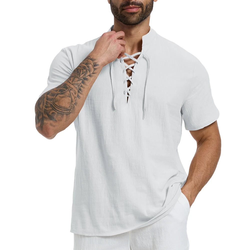 Camisa Masculina Manga Curta em Linho Peruíbe