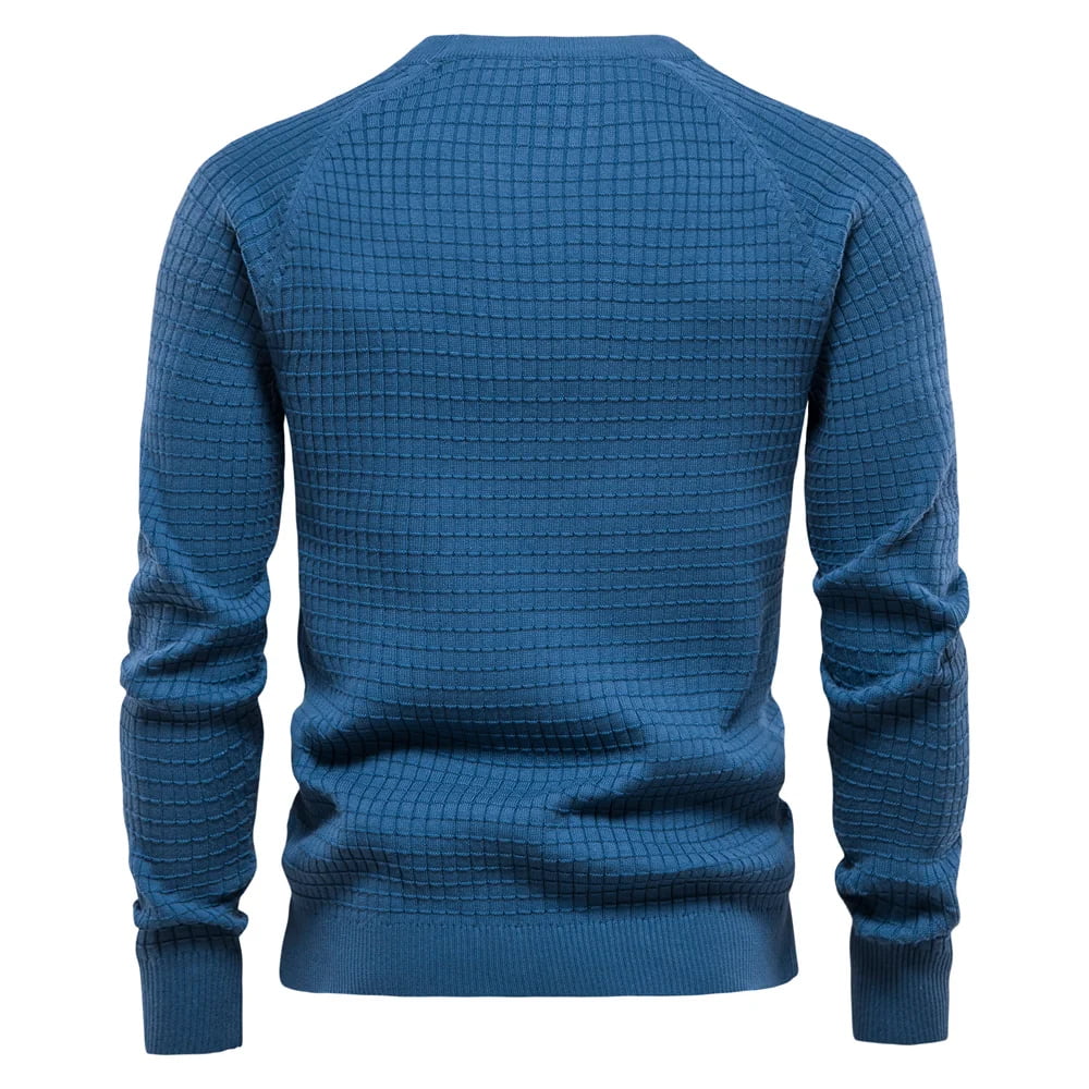 Suéter Masculino Texturizado Quadriculado – Gola Redonda
