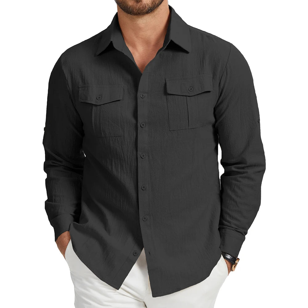 Camisa Masculina Manga Longa em Linho Cartagena