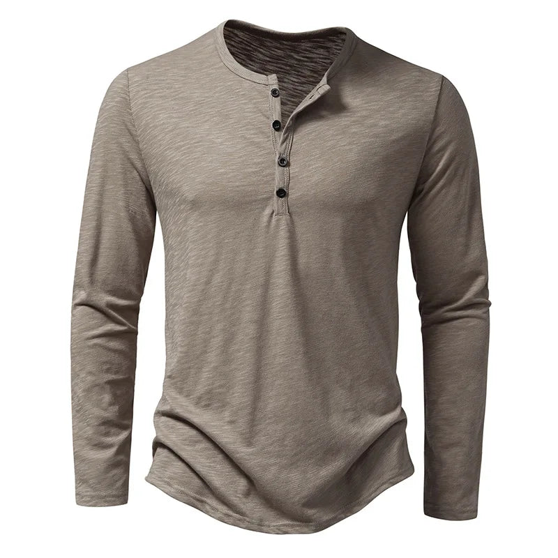 Camiseta Masculina Manga Longa Gola Henley Itajaí