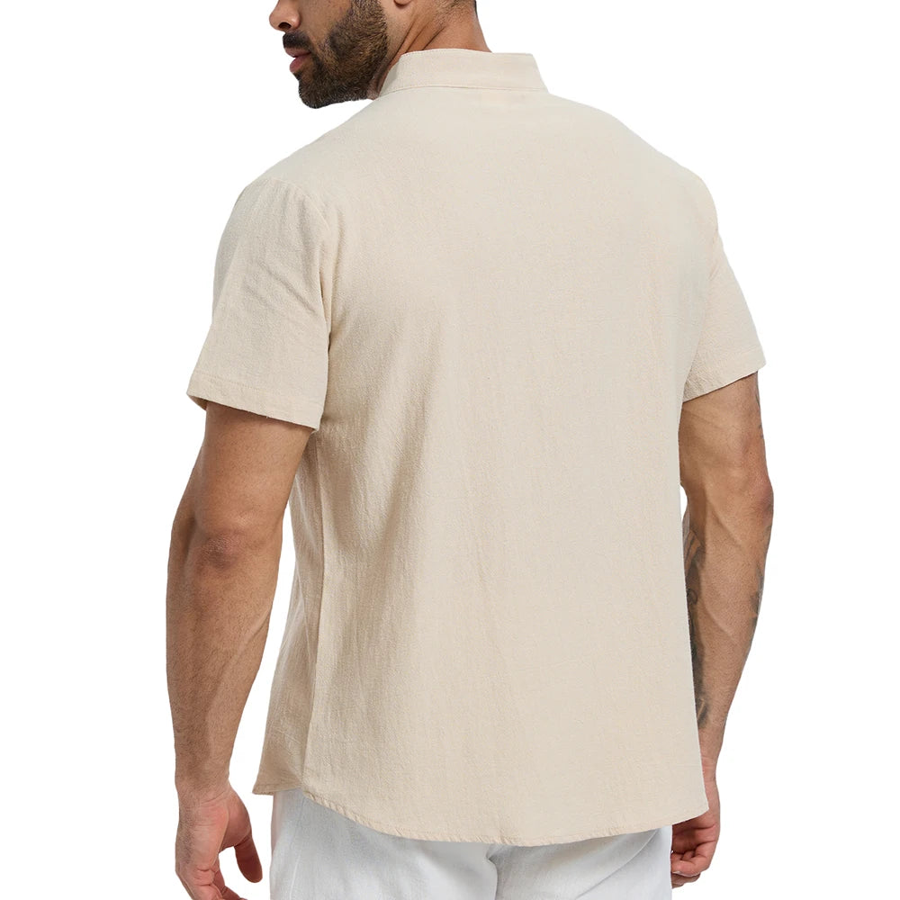 Camisa Masculina Manga Curta em Linho Guaratuba