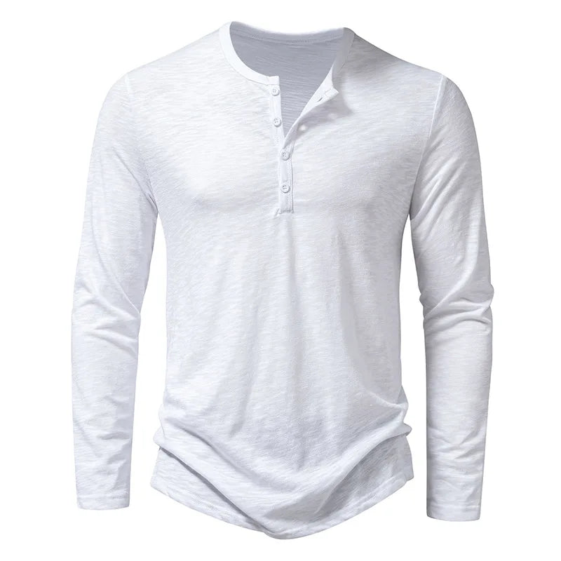 Camiseta Masculina Manga Longa Gola Henley Itajaí