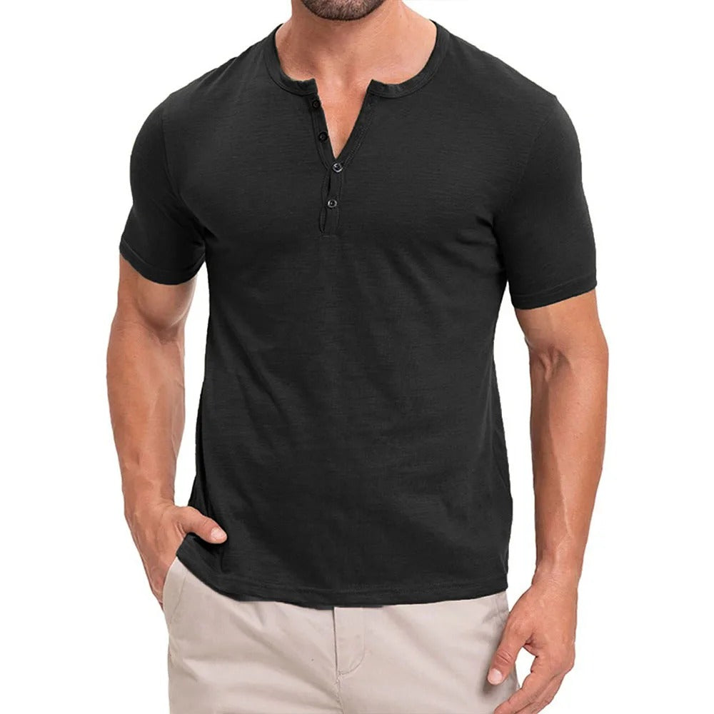 Camiseta Masculina Gola Henley Campeche