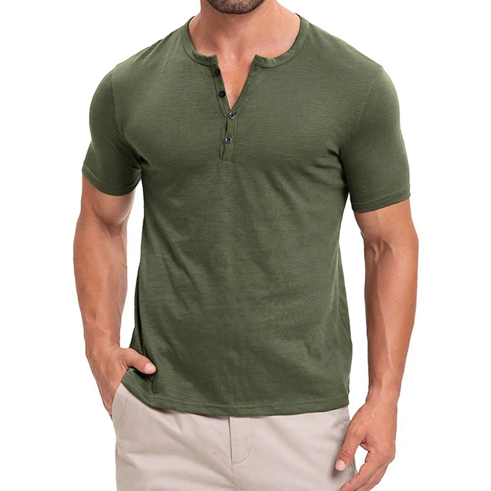 Camiseta Masculina Gola Henley Campeche