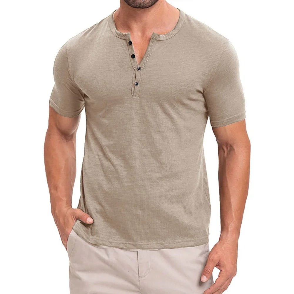 Camiseta Masculina Gola Henley Campeche