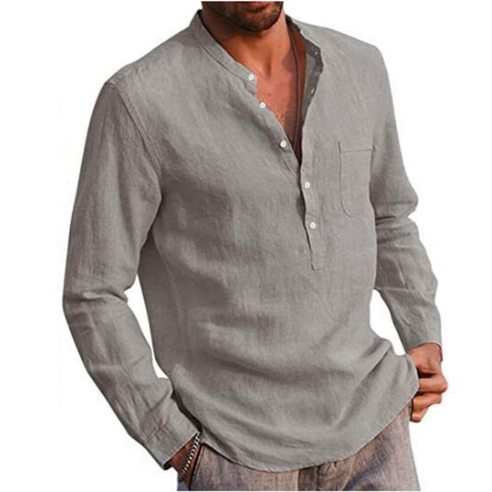 Camisa Masculina em Linho Com Bolso Imbituba