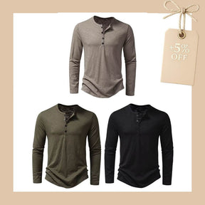 Camiseta Masculina Manga Longa Gola Henley Itajaí