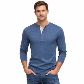 Camiseta Masculina Henley Manga Longa Davos
