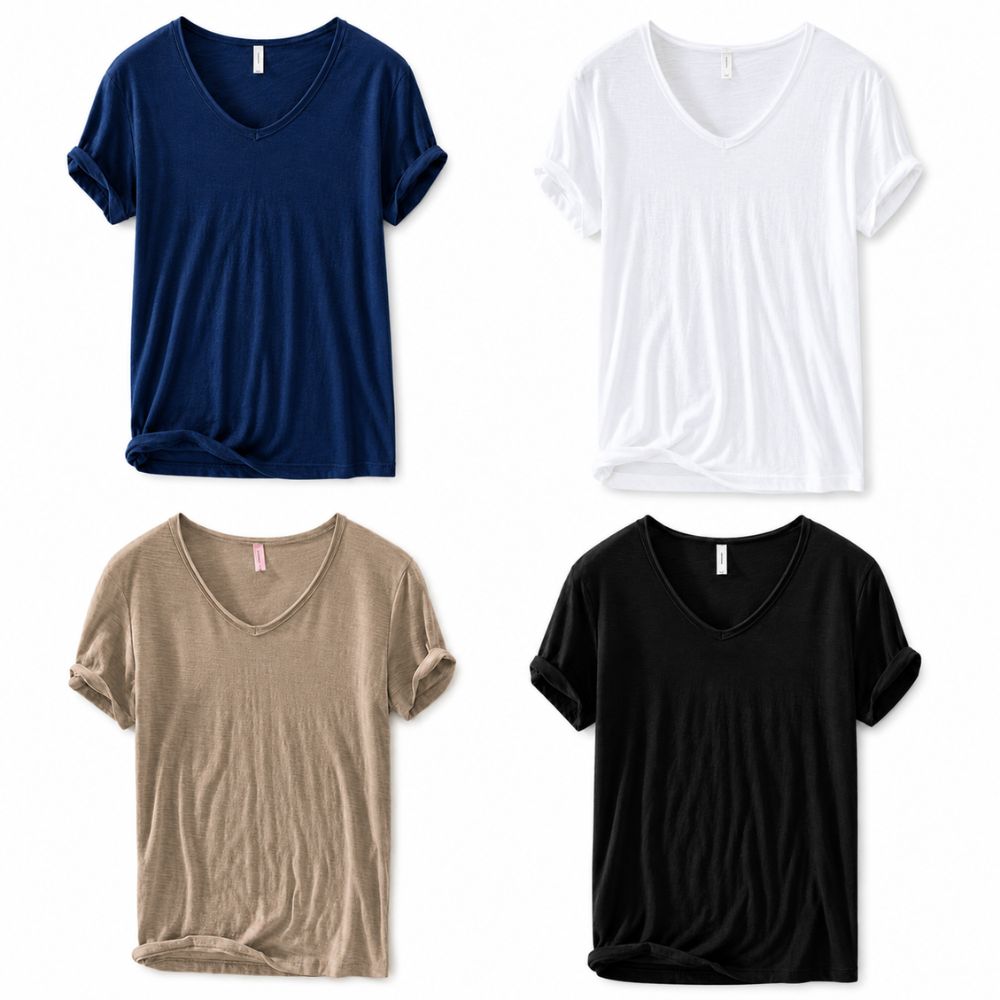Camiseta Masculina Gola V Slim Vila Velha