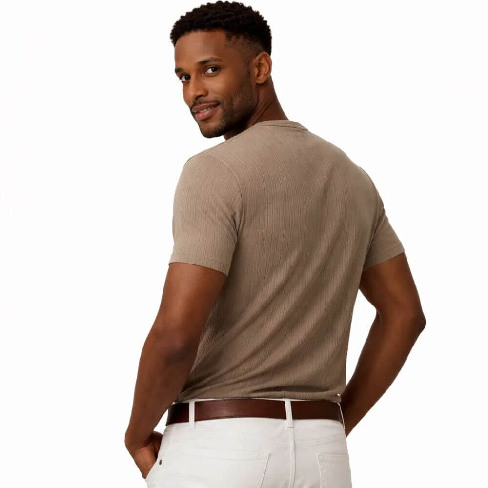 Camiseta Masculina Tricot Gola Henley Amalfi