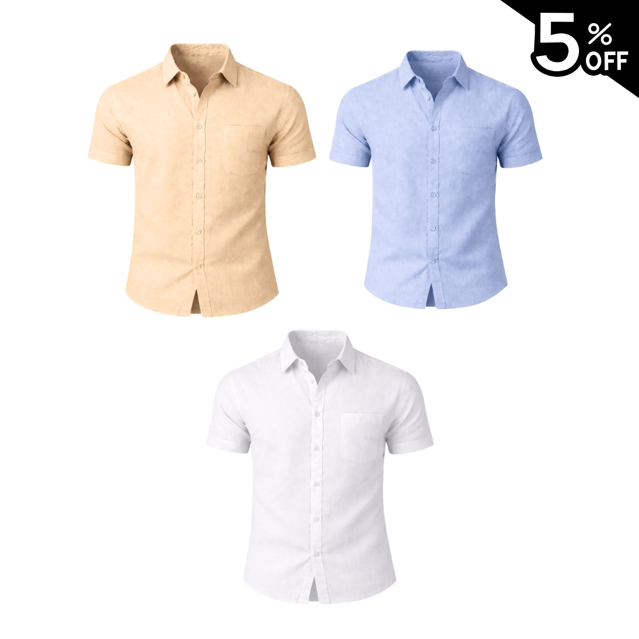 Camisa Masculina em Linho de Manga Curta Ipanema