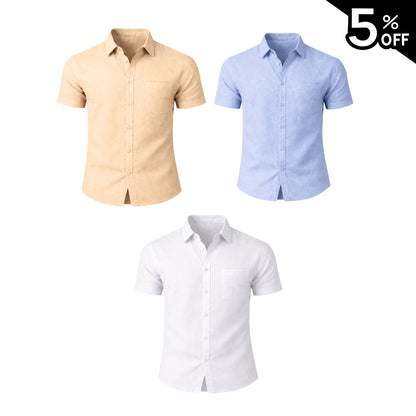 Camisa Masculina em Linho de Manga Curta Ipanema