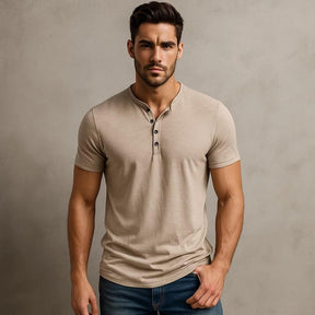 Camiseta Masculina Gola Henley Campeche