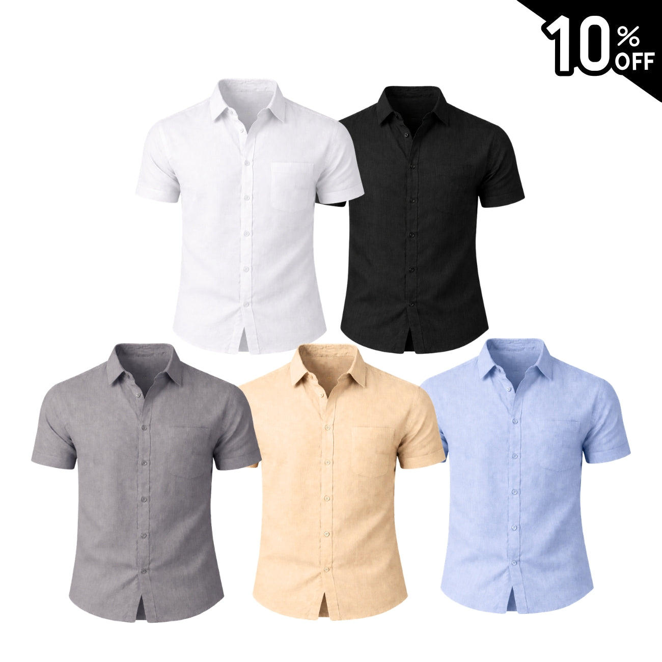 Camisa Masculina em Linho de Manga Curta Ipanema