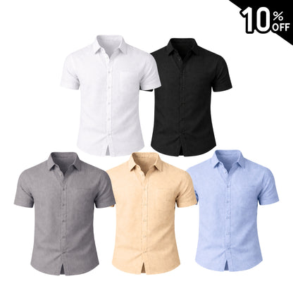 Camisa Masculina em Linho de Manga Curta Ipanema