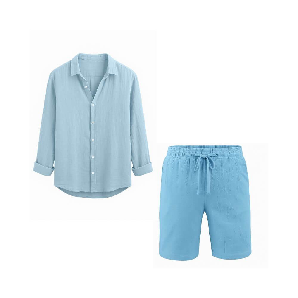 Conjunto em Linho Masculino - Camisa Recife + Bermuda Bertioga