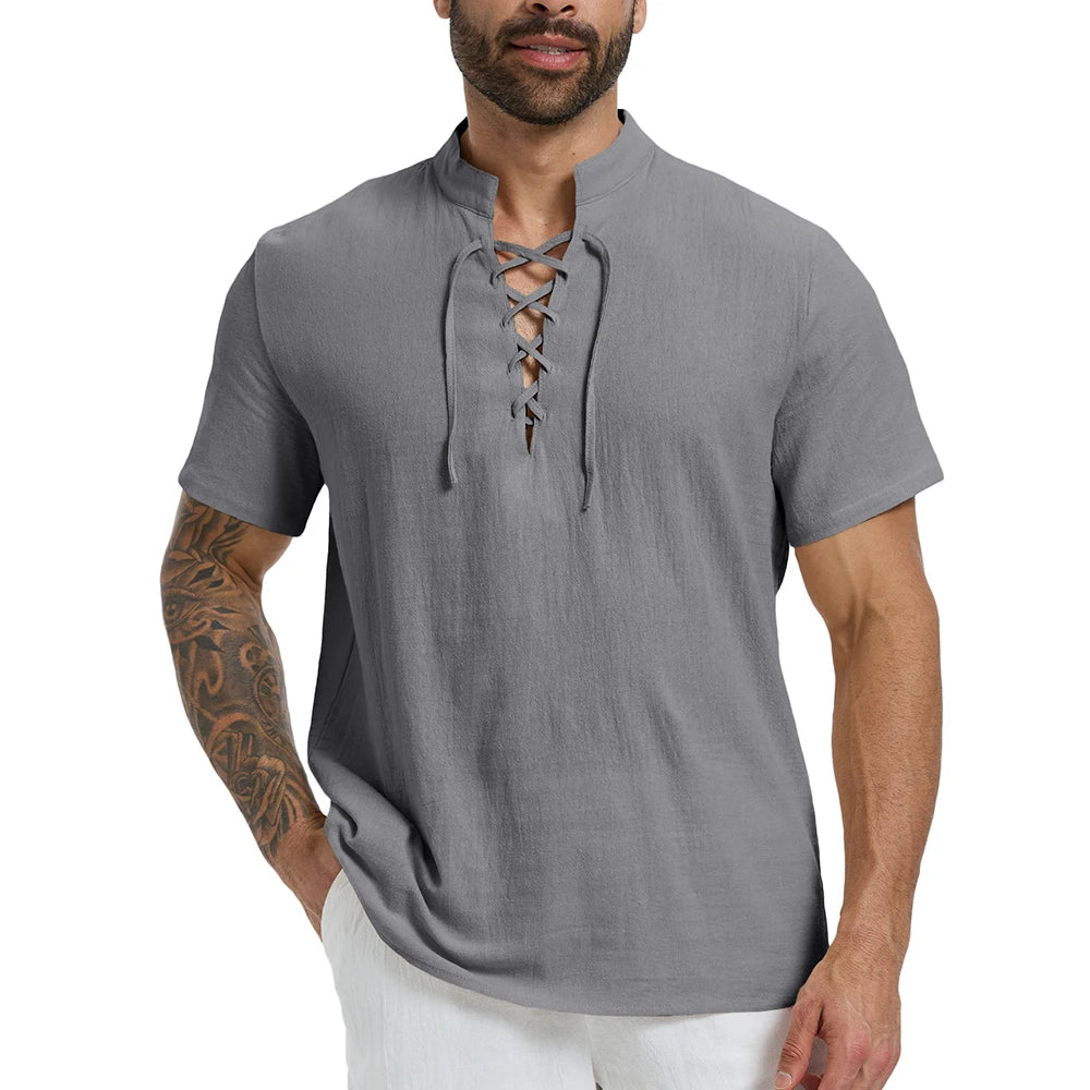 Camisa Masculina Manga Curta em Linho Peruíbe