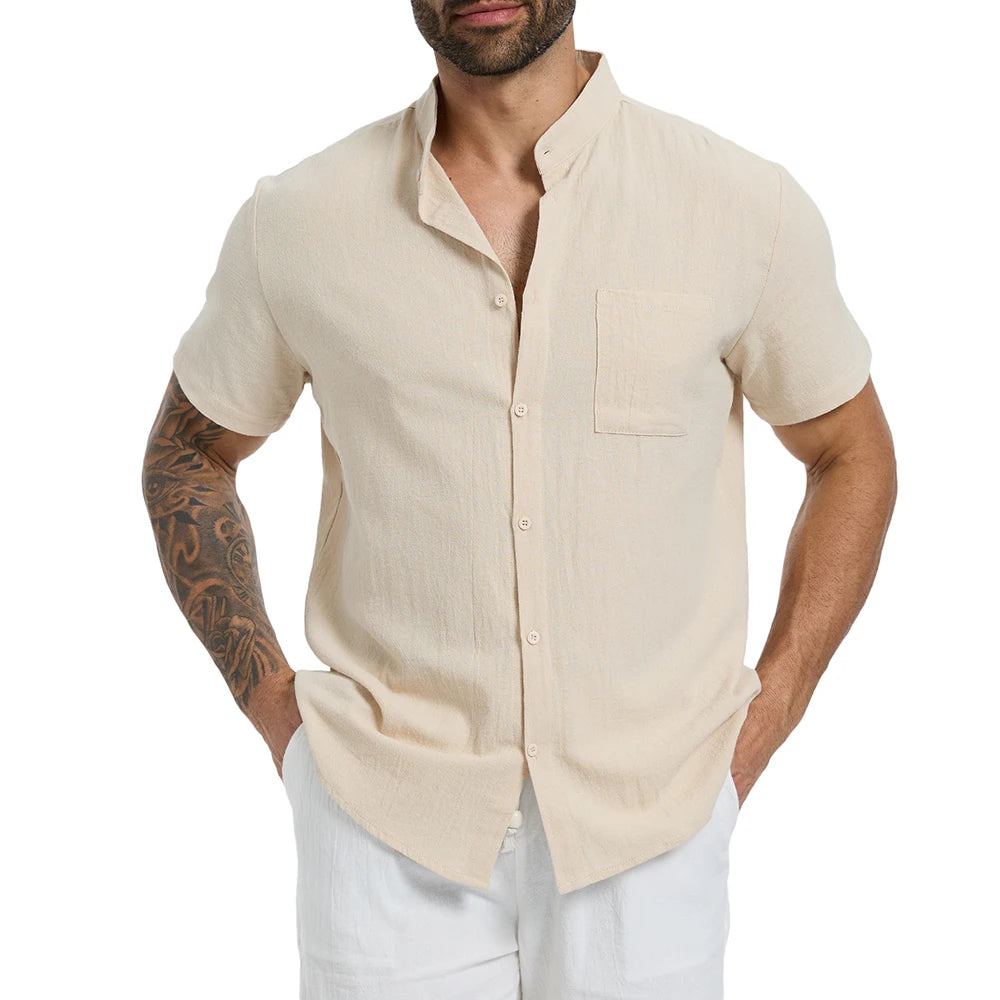 Camisa Masculina Manga Curta em Linho Guaratuba