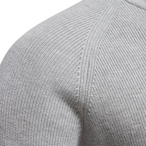Suéter Masculino Tricotado com Zíper – Gola Alta de Algodão Canelado