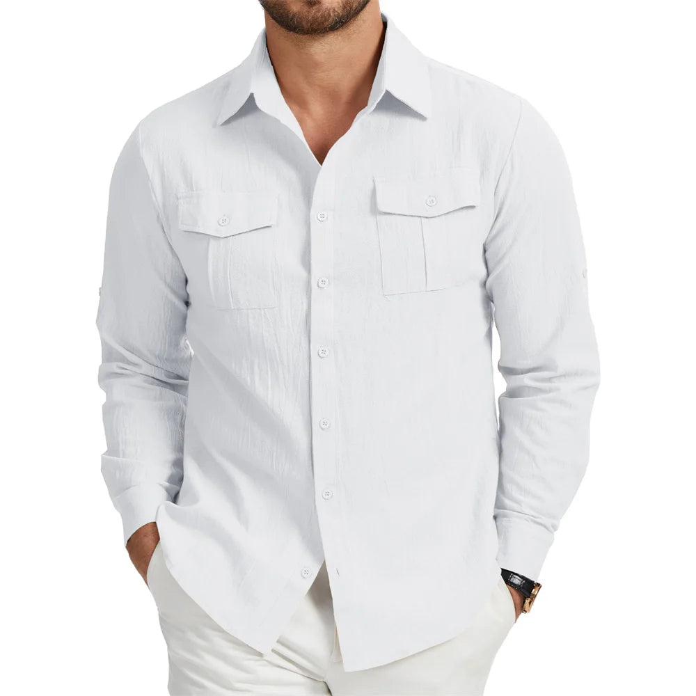 Camisa Masculina Manga Longa em Linho Cartagena