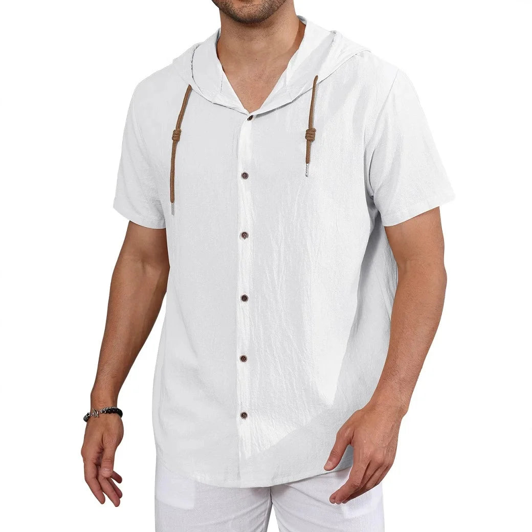 Camisa Masculina com Capuz em Linho Itapema