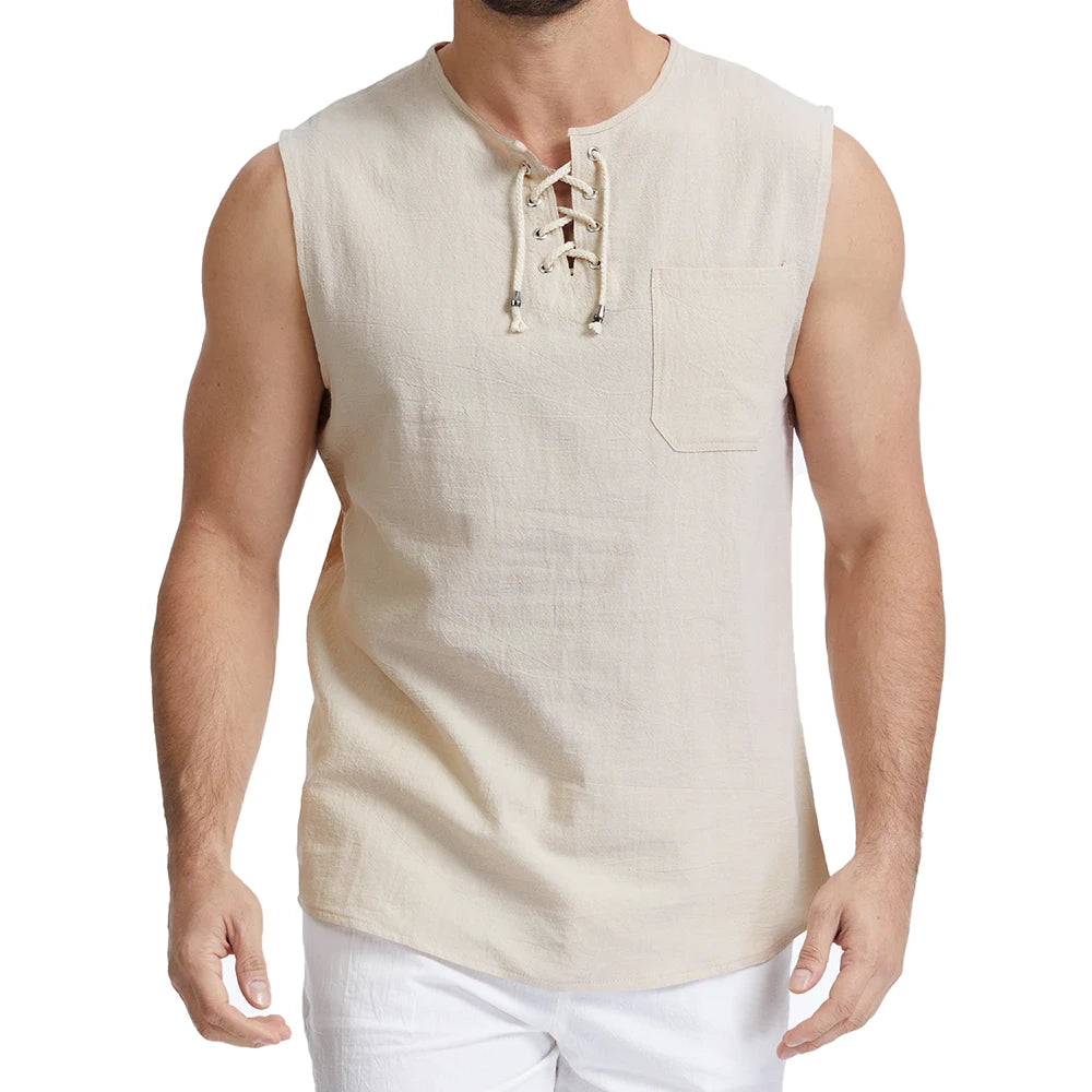 Camisa Masculina Sem Mangas em Linho Canajurê