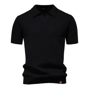 Camisa Polo Masculina com Gola Aberta - Textura Minimalista