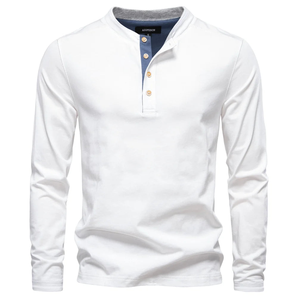 Camiseta Masculina Henley Manga Longa Davos