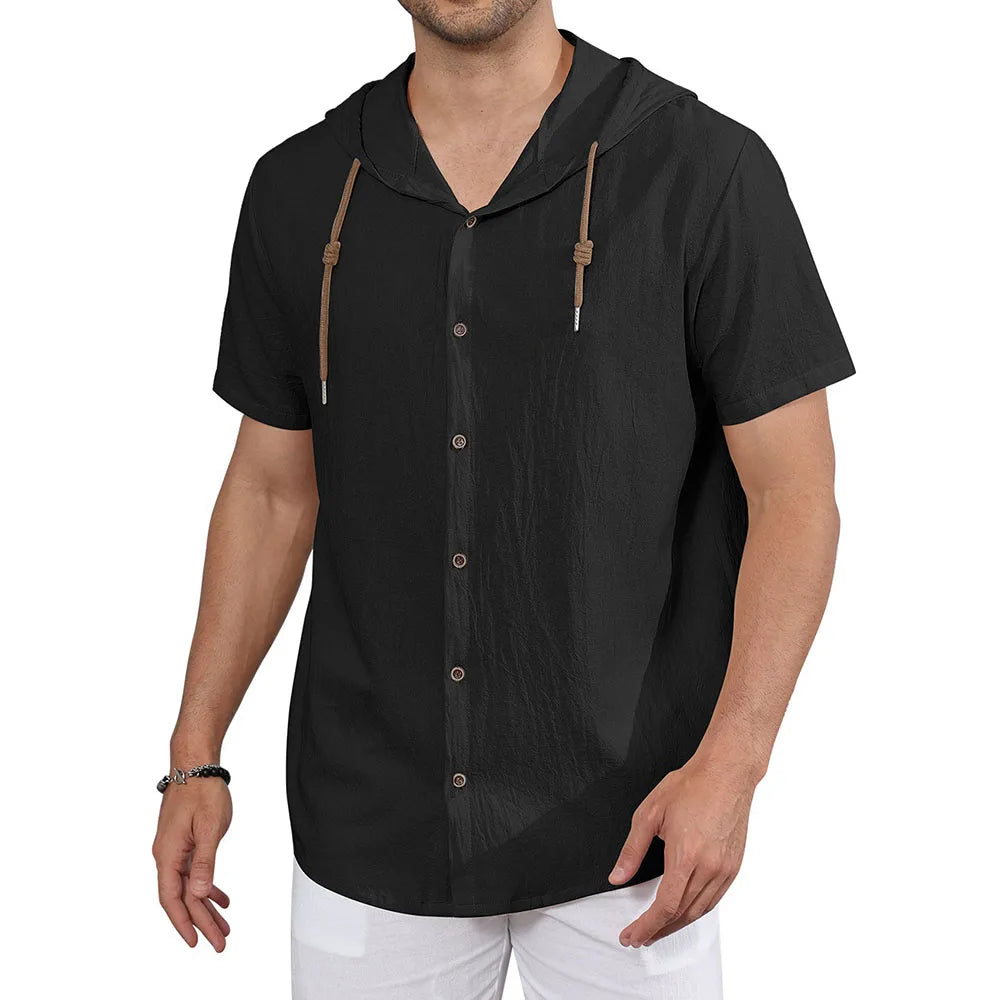 Camisa Masculina com Capuz em Linho Itapema