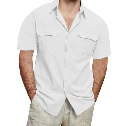 Camisa Masculina Manga Curta em Linho Deauville