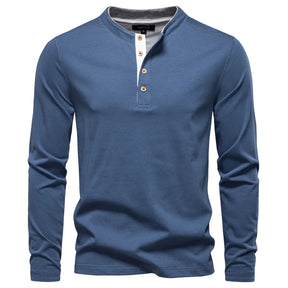 Camiseta Masculina Henley Manga Longa Davos