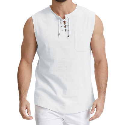 Camisa Masculina Sem Mangas em Linho Canajurê