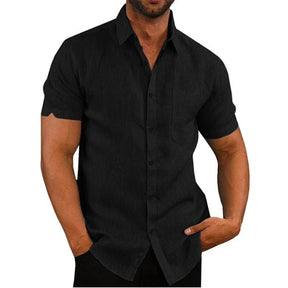 Camisa Masculina em Linho de Manga Curta Ipanema