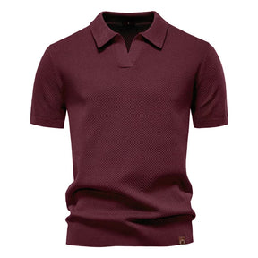 Camisa Polo Masculina com Gola Aberta - Textura Minimalista