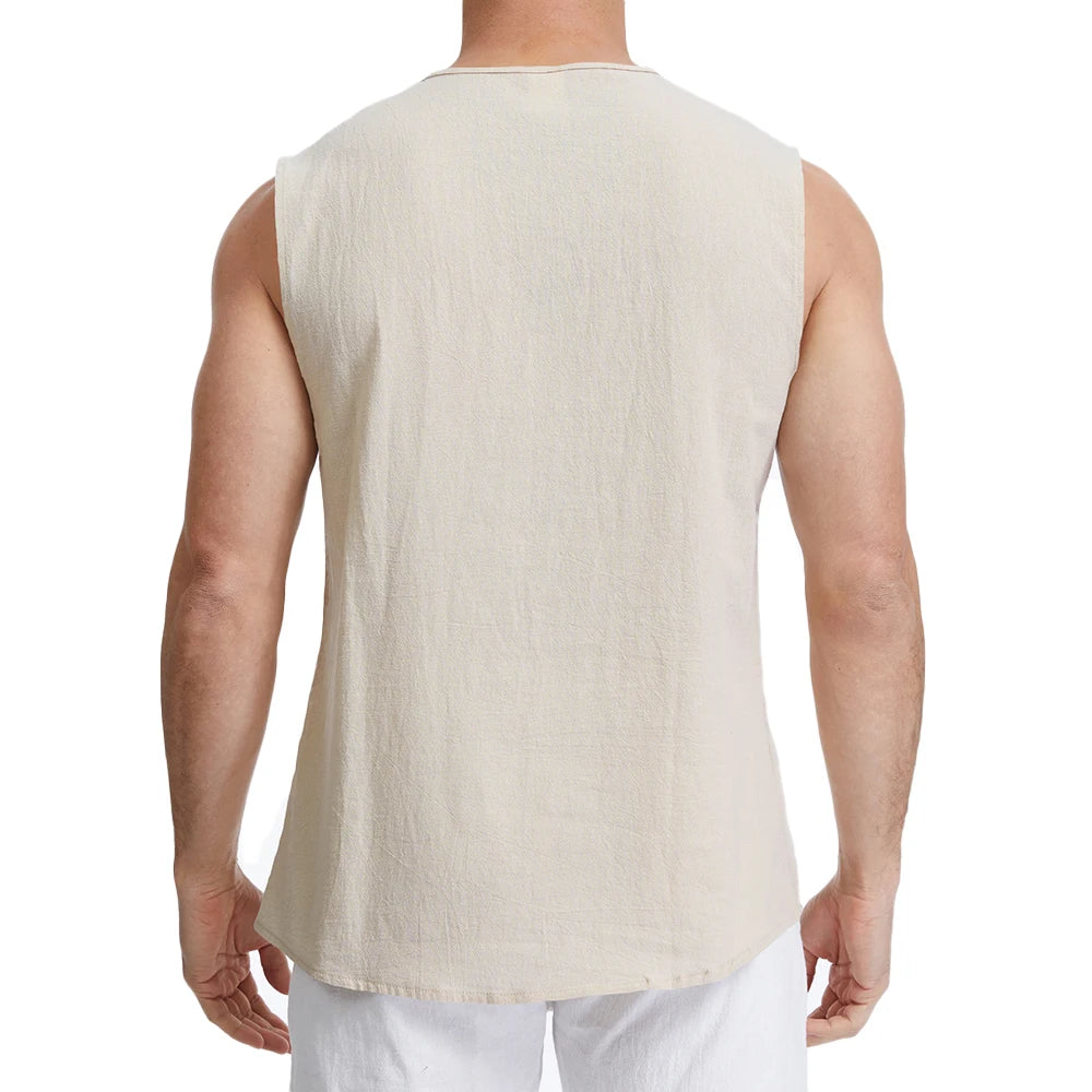 Camisa Masculina Sem Mangas em Linho Canajurê