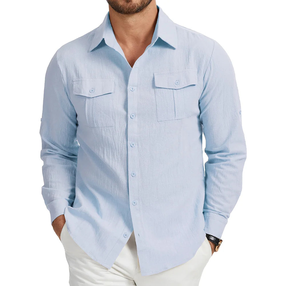 Camisa Masculina Manga Longa em Linho Cartagena