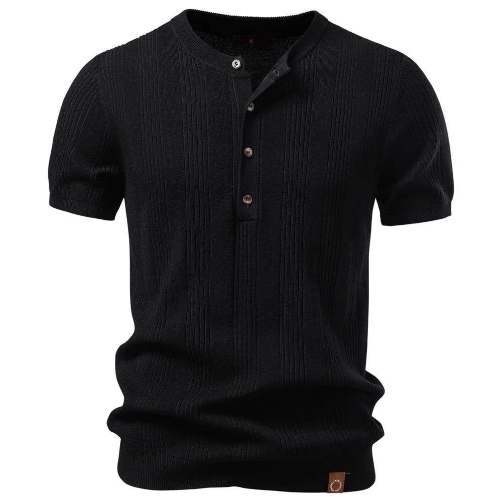 Camiseta Masculina Tricot Gola Henley Amalfi