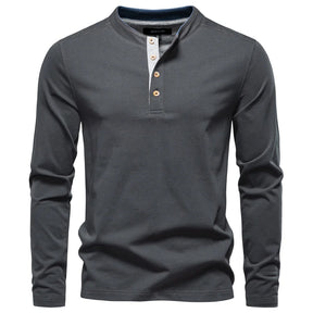 Camiseta Masculina Henley Manga Longa Davos