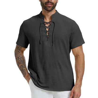 Camisa Masculina Manga Curta em Linho Peruíbe