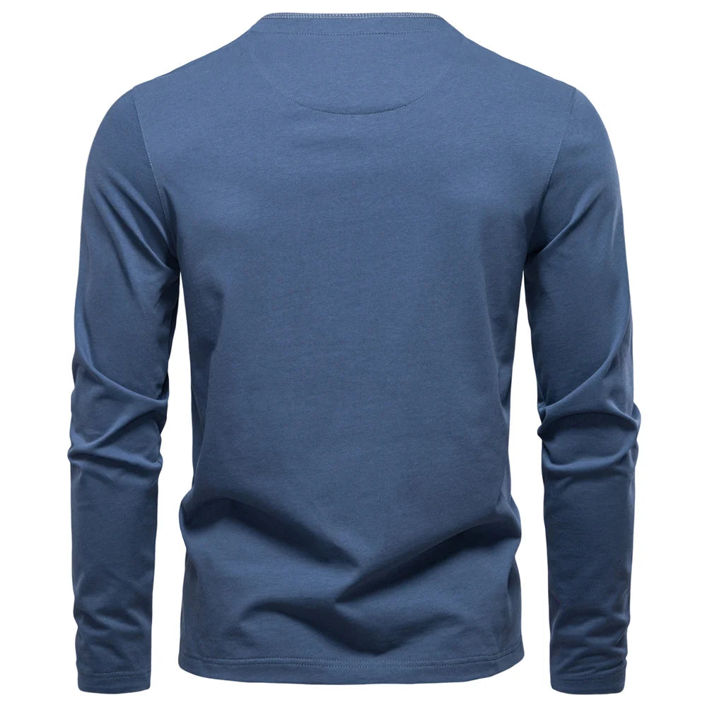 Camiseta Masculina Henley Manga Longa Davos