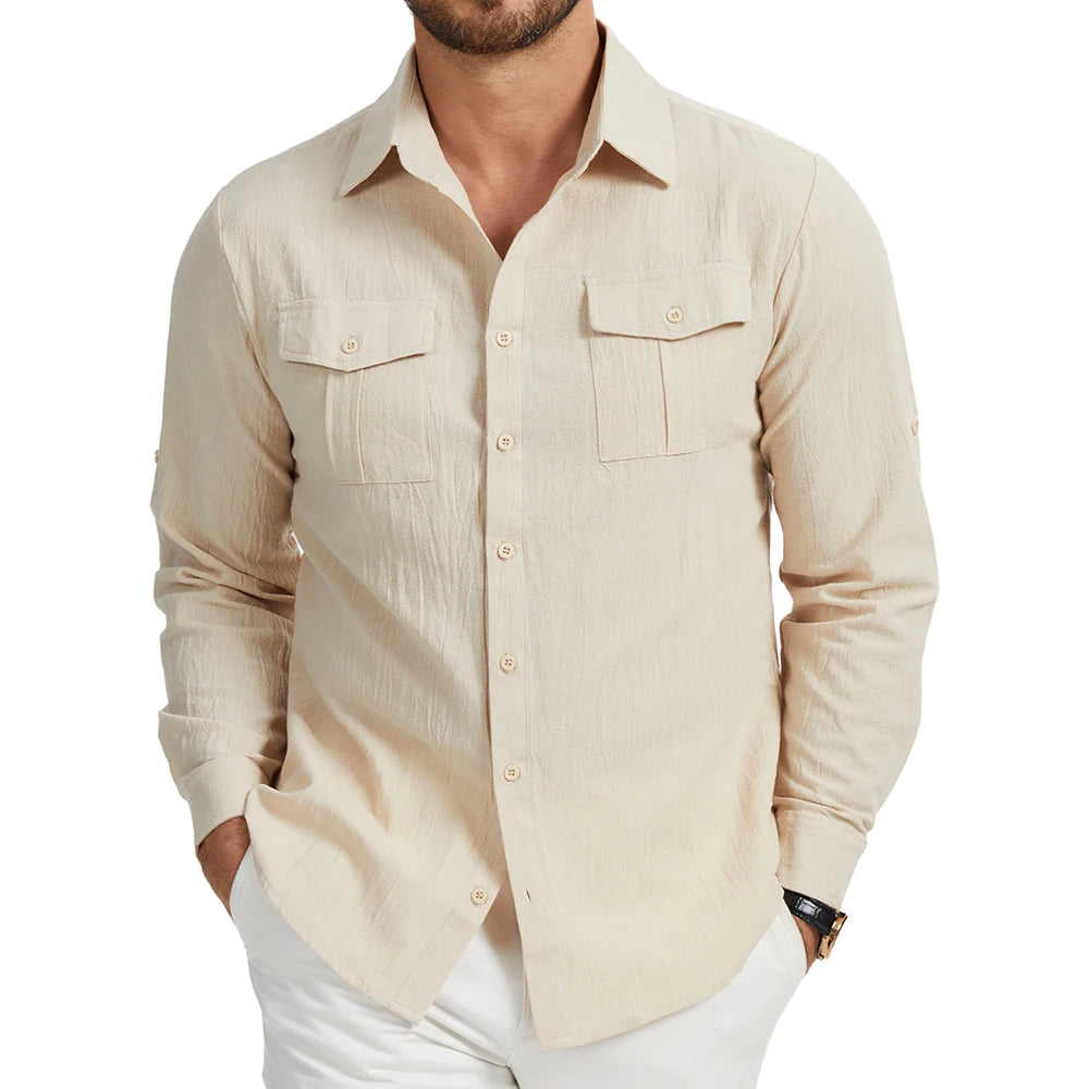 Camisa Masculina Manga Longa em Linho Cartagena