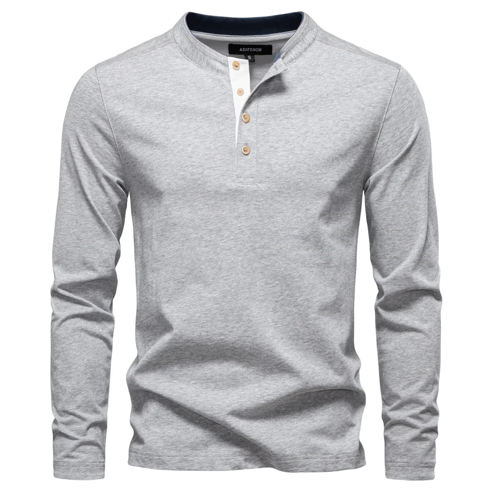 Camiseta Masculina Henley Manga Longa Davos