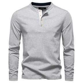 Camiseta Masculina Henley Manga Longa Davos