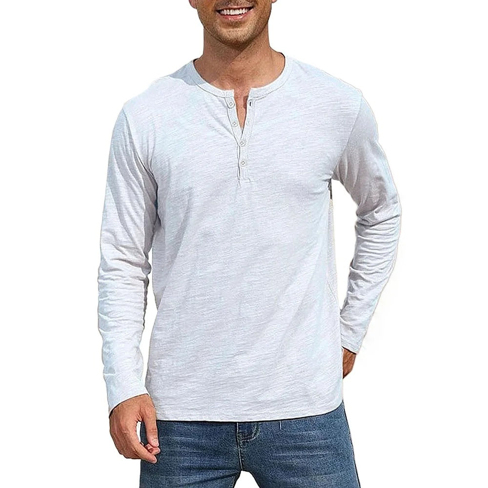 Camiseta Masculina Manga Longa Gola Henley Itajaí