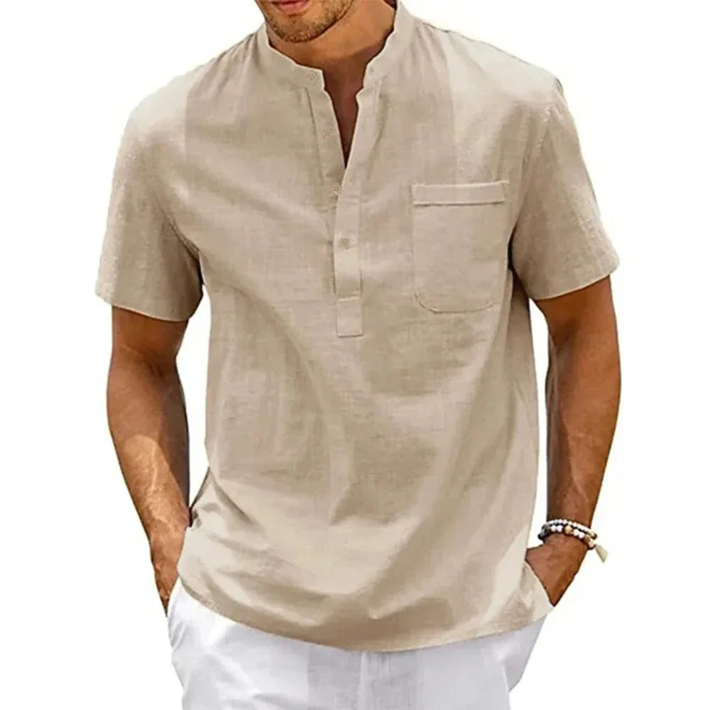 Camisa Masculina Manga Curta em Linho Noronha