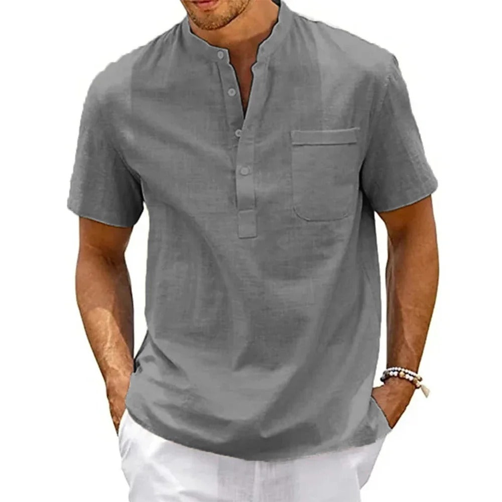 Camisa Masculina Manga Curta em Linho Noronha