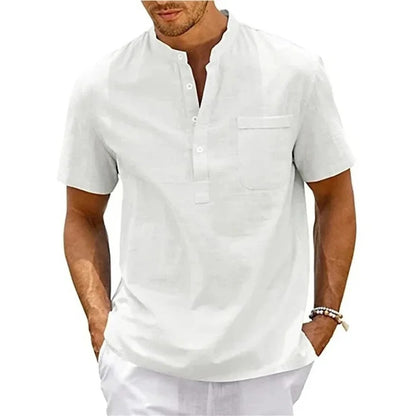 Camisa Masculina Manga Curta em Linho Noronha
